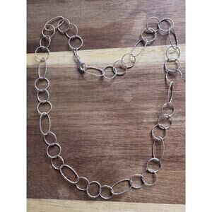 Vintage Italy Sterling Silver Textured Ovals & Circles Link Necklace 18” MWS 925